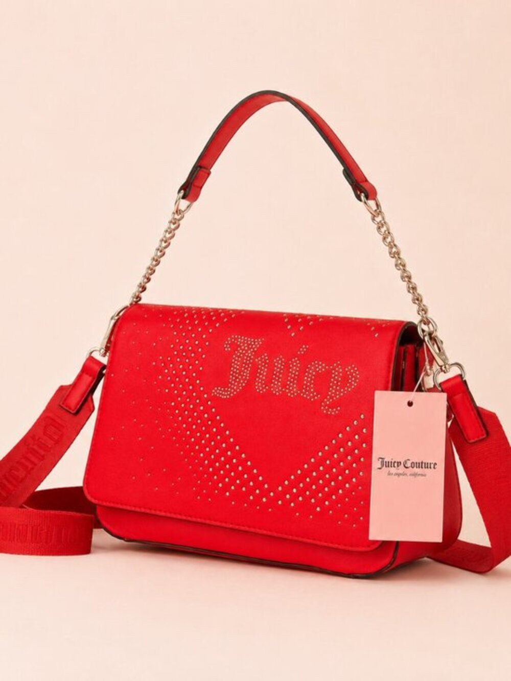 Juicy Couture Lovely Day Studded Red Flap Crossbody Bag NWT